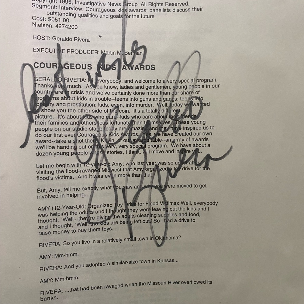 Geraldo Autographed Script